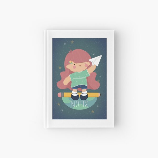 Space Crew Dreamer Girl Paper Airplane Earth Notes Hardcover Journal