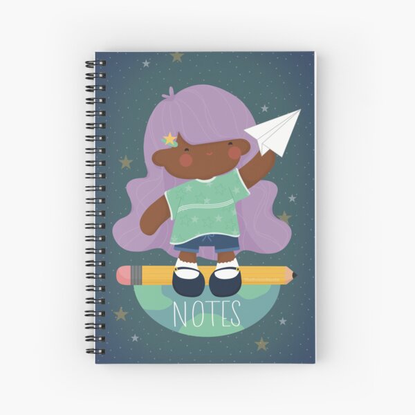 Space Crew Dreamer Girl Paper Airplane Earth Notes Spiral Notebook
