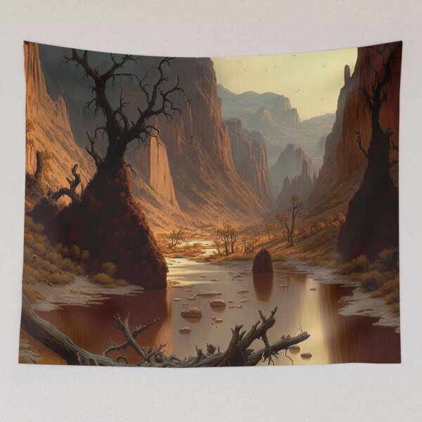 Item preview, Canyon valley bone dry river painting designed and sold by RK - Shop.