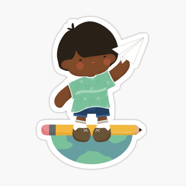 Space Crew Dreamer Pastel Boy Paper Airplane Earth Sticker