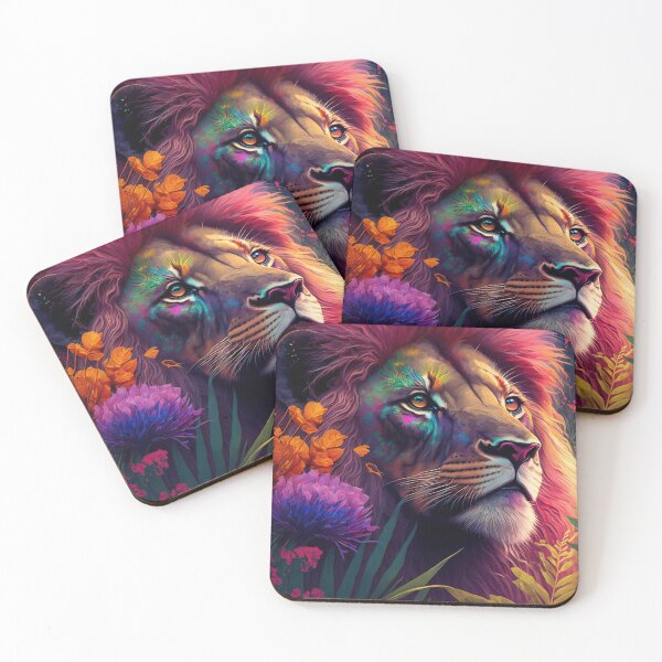 Item preview, Vibrant Jungle Creature Lion designed and sold by idreamaboutcats.