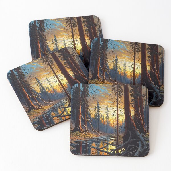 Item preview, Forest river at break of dawn painting designed and sold by RK - Shop.