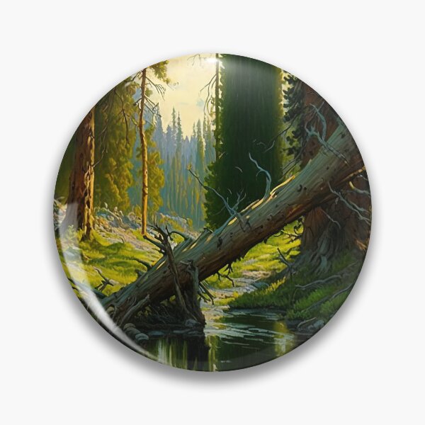 Item preview, Green forest river fallen trees painting designed and sold by RK - Shop.