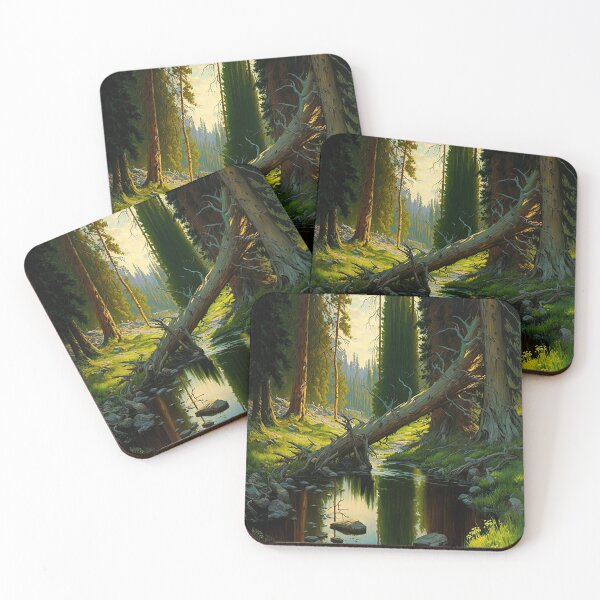 Item preview, Green forest river fallen trees painting designed and sold by RK - Shop.