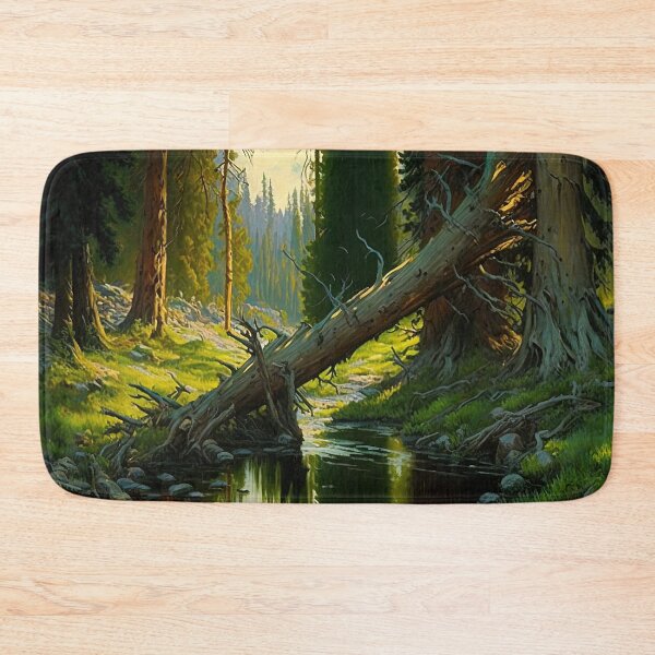 Item preview, Green forest river fallen trees painting designed and sold by RK - Shop.