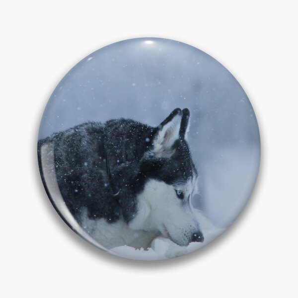 Item preview, Thoughtful Siberian Husky with blue eye in heavy snow 大雪 designed and sold by myhuskymax.
