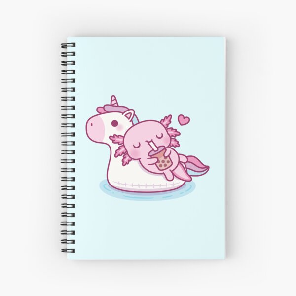 Item preview, Cute Axolotl Chilling On Unicorn Pool Float Drinking Bubble Tea designed and sold by rustydoodle.