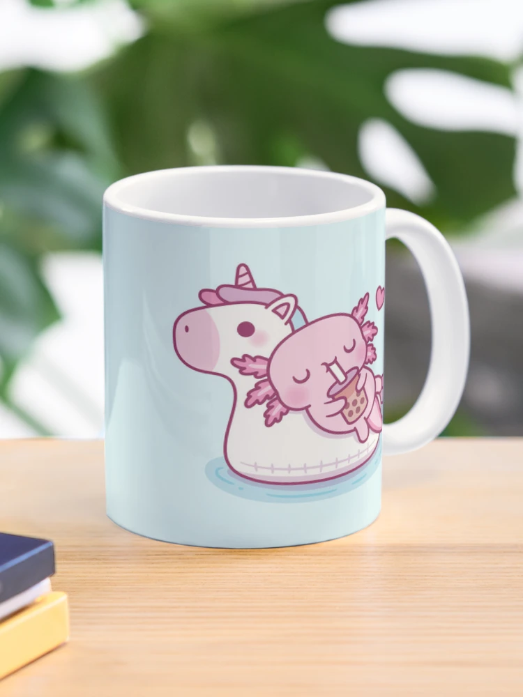 Cute Axolotl and The Bubbles Coffee Mug by XOOXOO