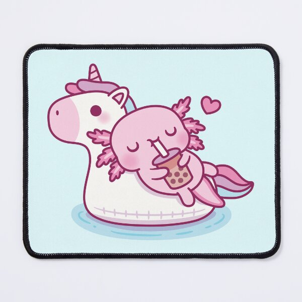 Item preview, Cute Axolotl Chilling On Unicorn Pool Float Drinking Bubble Tea designed and sold by rustydoodle.