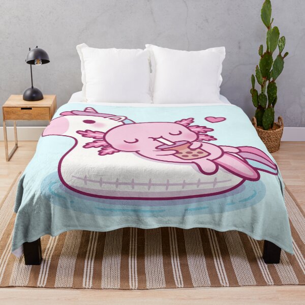 Item preview, Cute Axolotl Chilling On Unicorn Pool Float Drinking Bubble Tea designed and sold by rustydoodle.