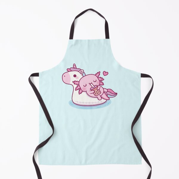 Item preview, Cute Axolotl Chilling On Unicorn Pool Float Drinking Bubble Tea designed and sold by rustydoodle.