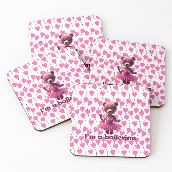 Item preview, I'm a ballerina plush teddy bear in pink tutu - with pink heart background designed and sold by EmeraldeaArt.