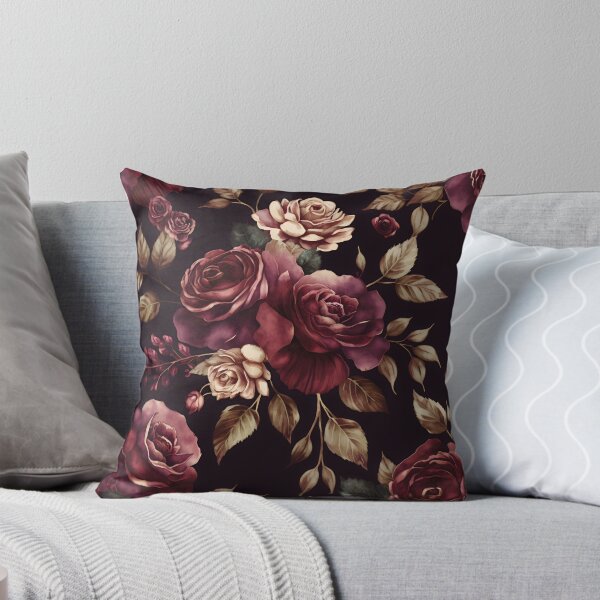 Artikel-Vorschau von Hübsche botanische Gartenblumen im Vintage-Stil, strukturierte abstrakte Aquarellkunst von Burgunder-Rosen, designt und verkauft von Prosylr arts.