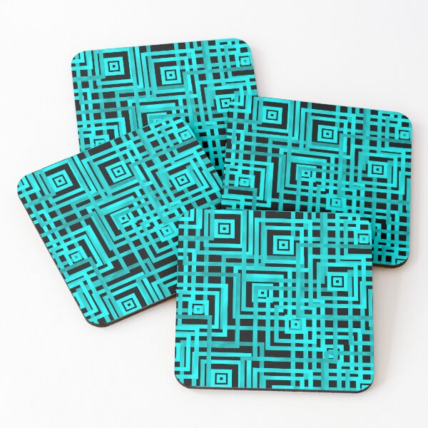 Item preview, Teal Fade Box Stacks on Black Half-Drop Repeat 5748 designed and sold by Art in My Loft.