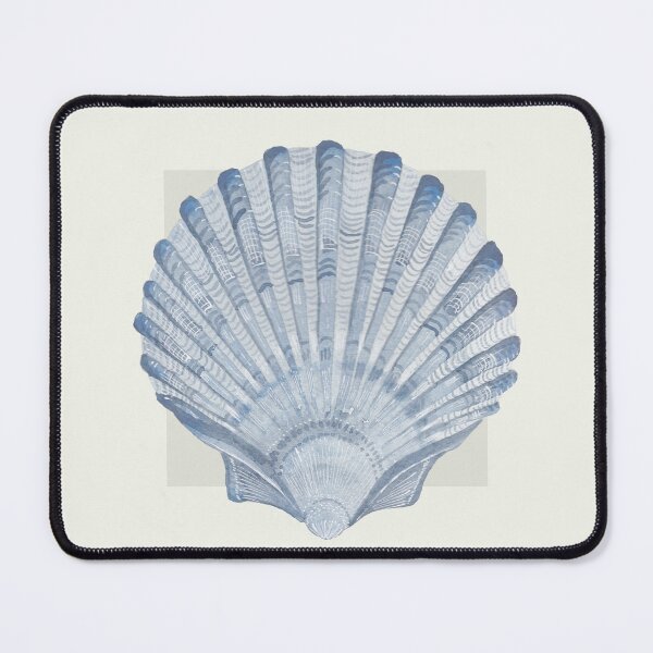 Item preview, Scallop sea shell in blue and neutral designed and sold by LisaLeQuelenec.