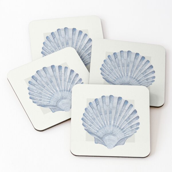 Item preview, Scallop sea shell in blue and neutral designed and sold by LisaLeQuelenec.