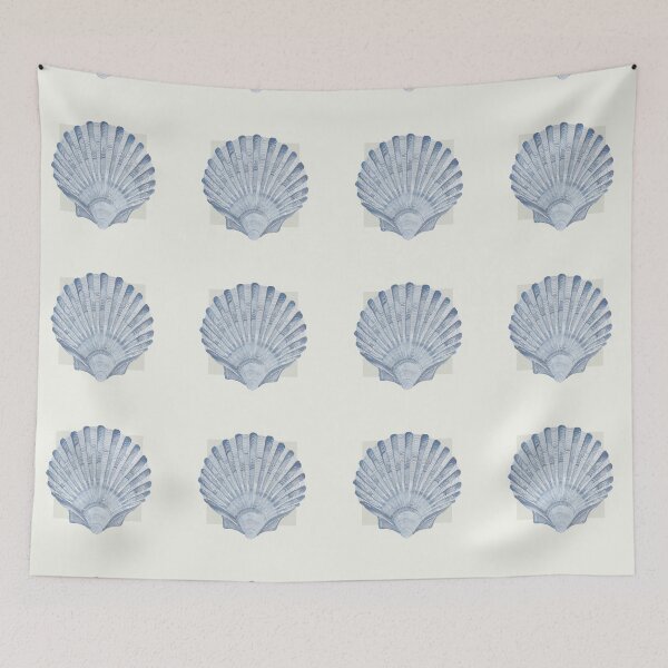Item preview, Scallop sea shell in blue and neutral designed and sold by LisaLeQuelenec.