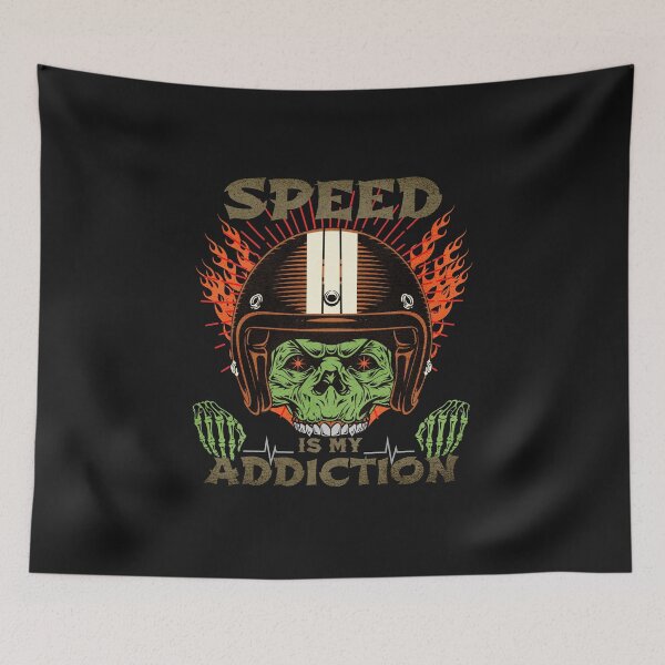 Item preview, Speed Is My Addiction Skull Fast Racer Racing Addict Street Racer Drag Racer Motorcycle designed and sold by CarantinedChaos.