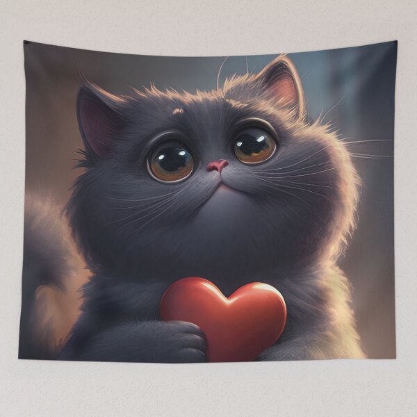 Item preview, Adorable Valentine cat holding a heart designed and sold by RK - Shop.