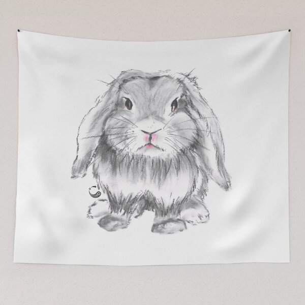 Item preview, grumpy rabbit - Charcoal Animals designed and sold by Mira Alexander.