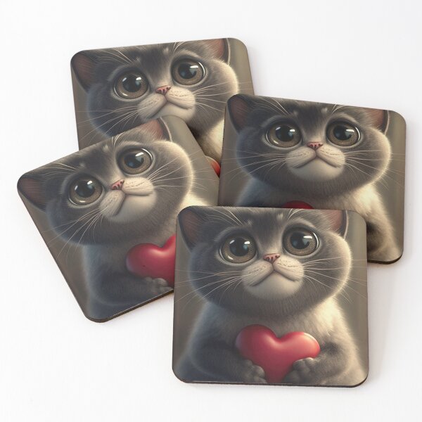 Item preview, Cute cartoon cat holding a Valentine heart designed and sold by RK - Shop.