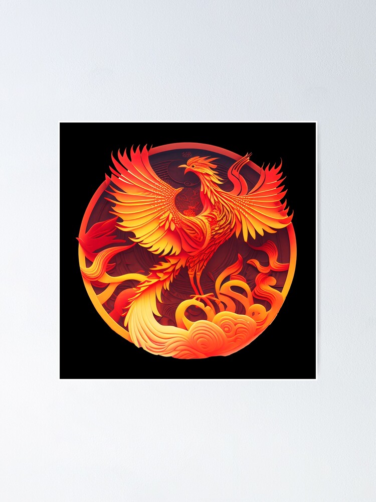 Phoenix Wall Art Phoenix Rising From the Ashes of Flame Canvas Wall Art  Poster Prints Phoenix Bird Decor Chinese Dragon Picture Artwork Home  Bedroom