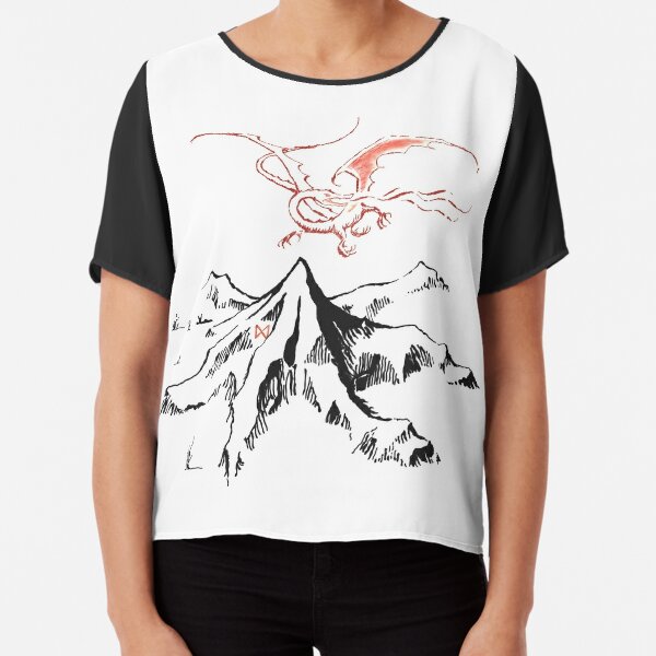 Red Dragon Above A Single Solitary Peak - Fan Art Chiffon Top