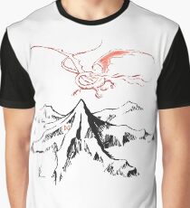 Camiseta gráfica Dragón rojo sobre un solo pico solitario - Fan Art