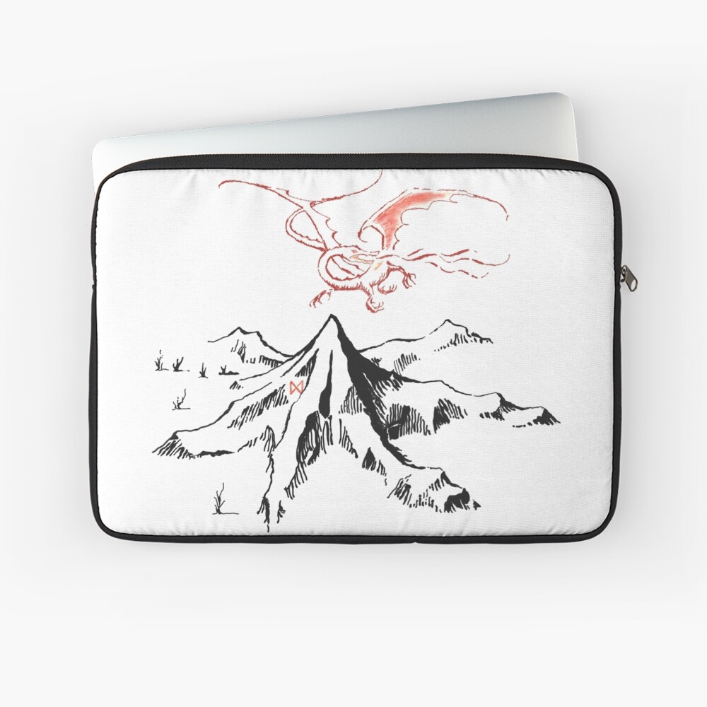 Red Dragon Above A Single Solitary Peak - Fan Art Laptop Sleeve