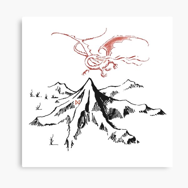 Red Dragon Above A Single Solitary Peak - Fan Art Canvas Print