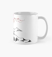 Roter Drache über einer einzelnen einsamen Spitze - Fan Art Tasse (Standard)