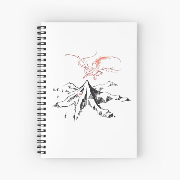 Roter Drache über einem einzelnen einsamen Gipfel - Fan Art Spiralblock