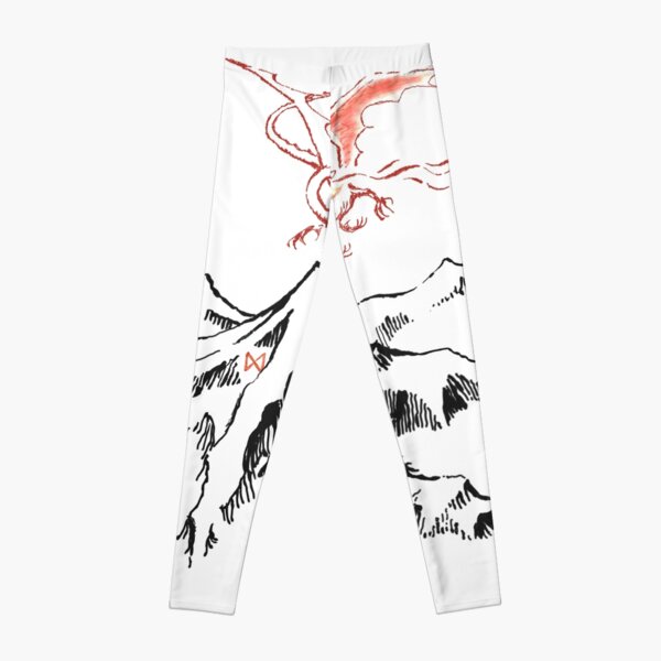 Red Dragon Above A Single Solitary Peak - Fan Art Leggings