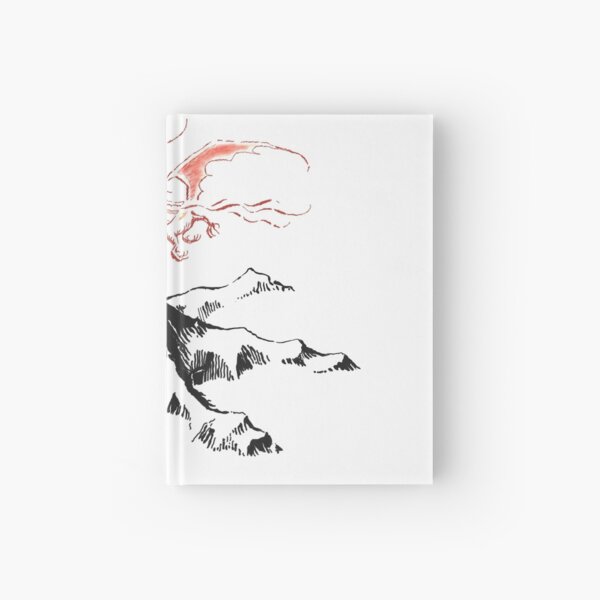 Dragón rojo sobre un solo pico solitario - Fan Art Cuaderno de tapa dura