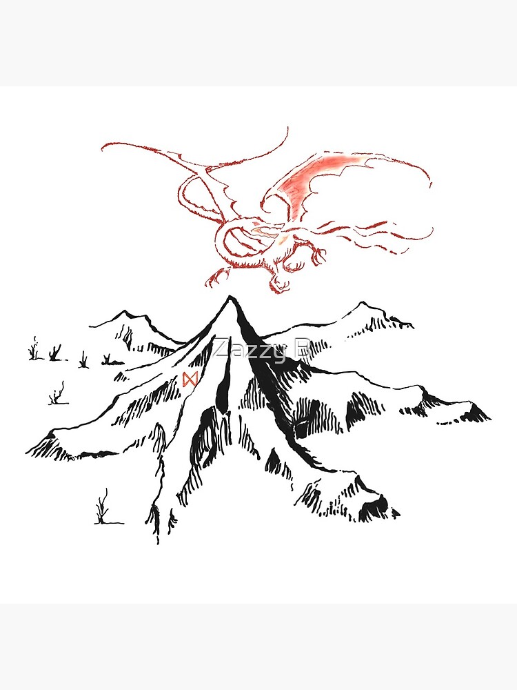 Red Dragon Above A Single Solitary Peak - Fan Art by boberttrelfa