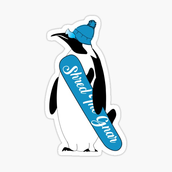 AnimalCreations Shred the Gnar Cartoon Penguin Sticker