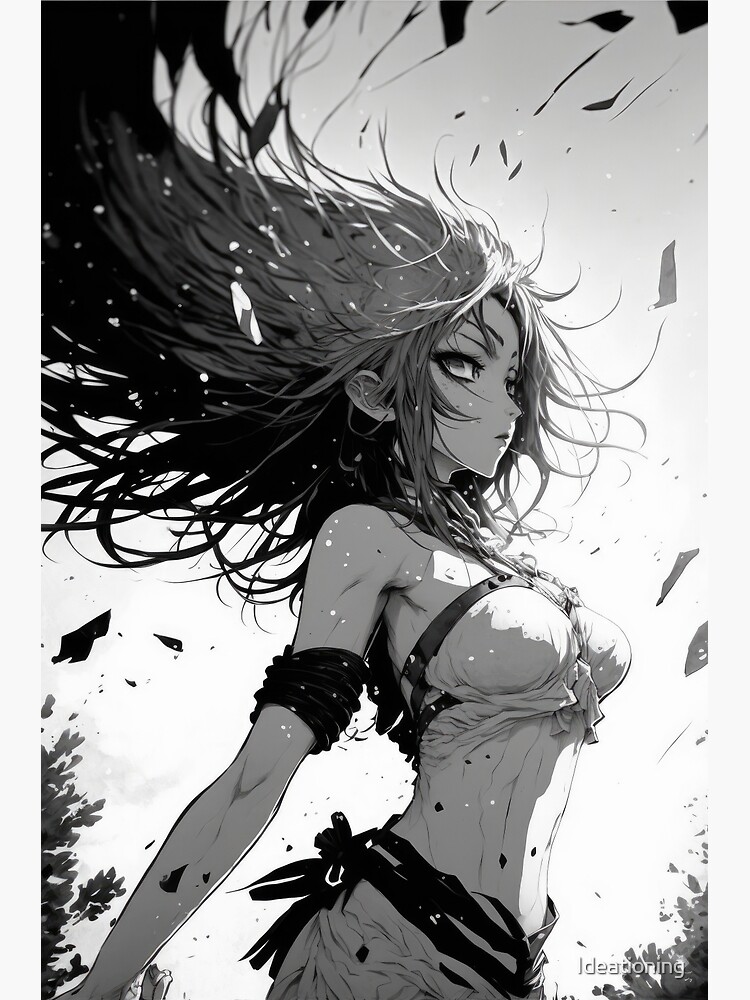Manga Style Anime Girl - Black and White  Poster for Sale by