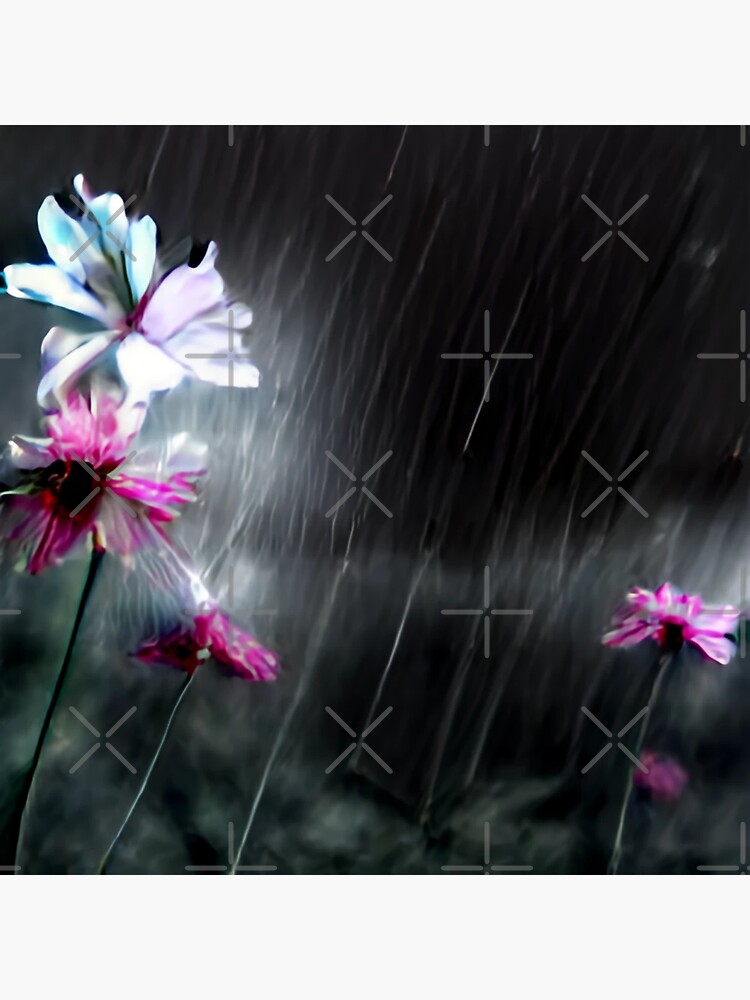 "Rain Flowers Beautiful CGI Augmented Reality " Sticker for Sale by