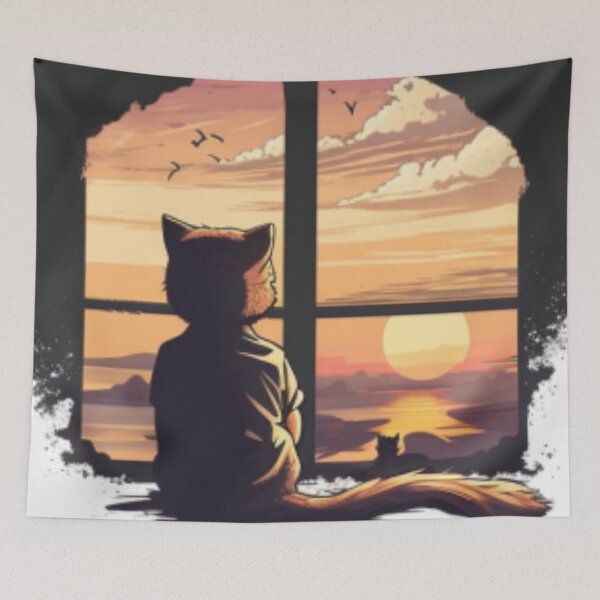 Item preview, Cat Watching Sunset Scene designed and sold by Geluszka.