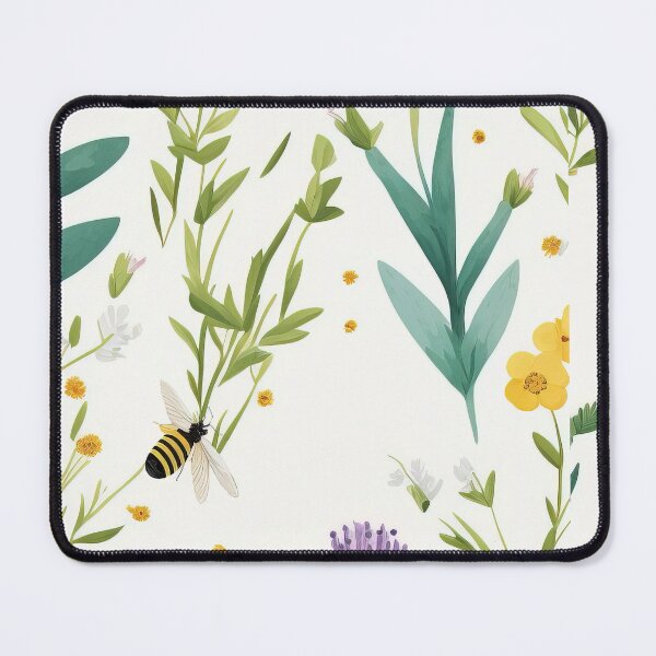 Item preview, Floral Garden Botanical Print with Wild Flowers and Bees designed and sold by FloralFancy.