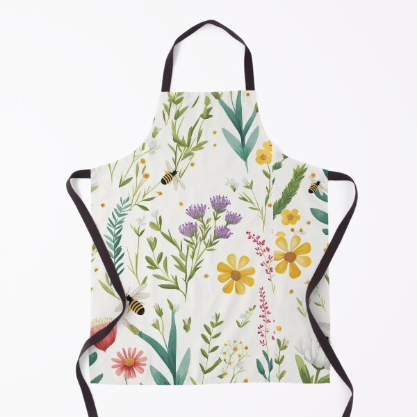 Item preview, Floral Garden Botanical Print with Wild Flowers and Bees designed and sold by FloralFancy.
