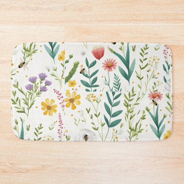 Item preview, Floral Garden Botanical Print with Wild Flowers and Bees designed and sold by FloralFancy.