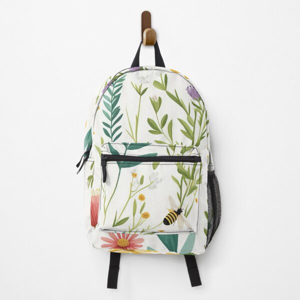 Item preview, Floral Garden Botanical Print with Wild Flowers and Bees designed and sold by FloralFancy.