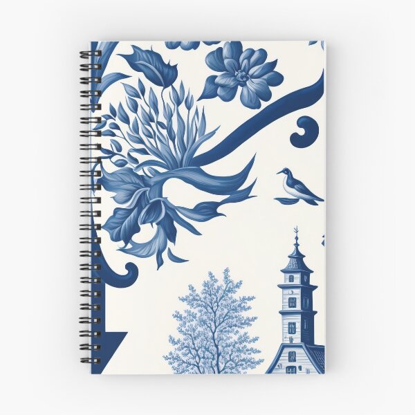 Item preview, Floral Garden Botanical Print with Delft Blue and White designed and sold by FloralFancy.