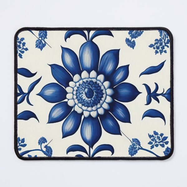 Item preview, Floral Garden Botanical Print with Delft Blue and White designed and sold by FloralFancy.