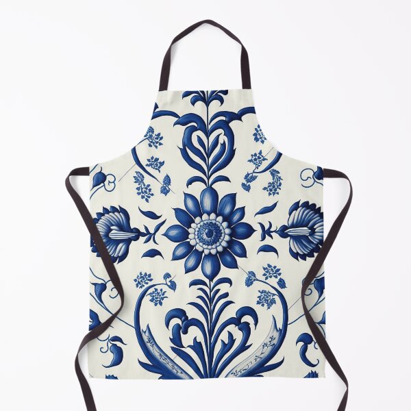 Item preview, Floral Garden Botanical Print with Delft Blue and White designed and sold by FloralFancy.