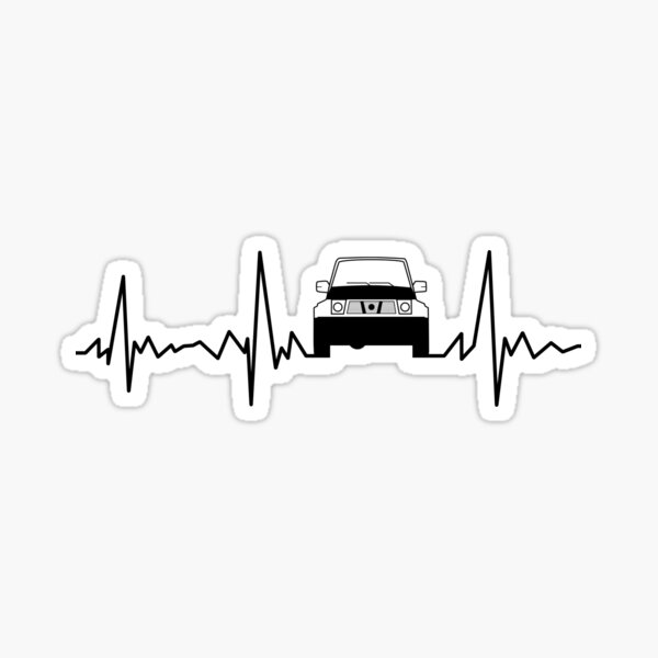 Four by four off-road car cruiser heartbeat Sticker
