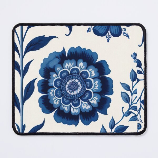 Item preview, Floral Garden Botanical Print with Delft Blue and White designed and sold by FloralFancy.