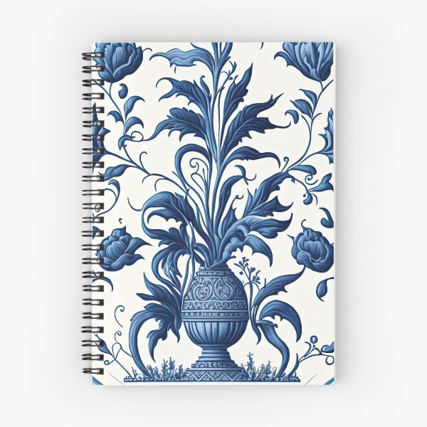 Item preview, Floral Garden Botanical Print with Delft Blue and White designed and sold by FloralFancy.