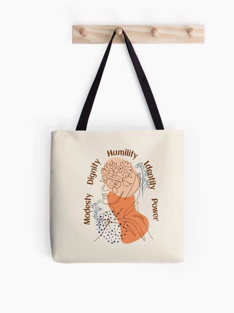 Floral Hijabi Arabic Name Black Tote Bag Islamic Gift